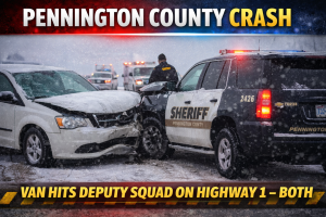 Pennington County: Van Hits Deputy Squad on Hwy 1