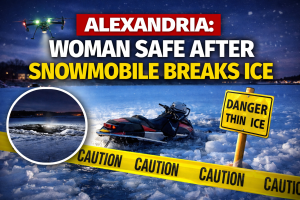 Alexandria: Woman Safe After Snowmobile Breaks Ice