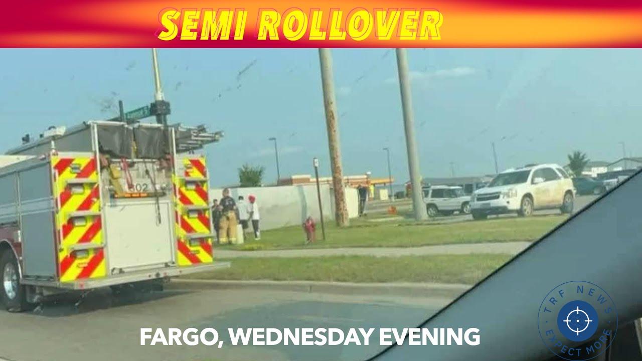 Semi Rollover Incident in Fargo: Driver Uninjured