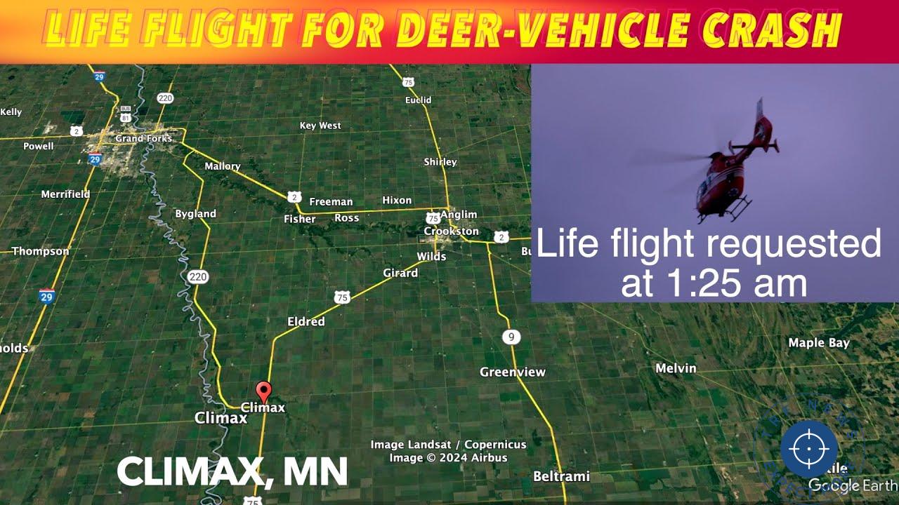 Emergency Life Flight Dispatched After Serious Deer-Vehicle Collision Near Climax, Minnesota