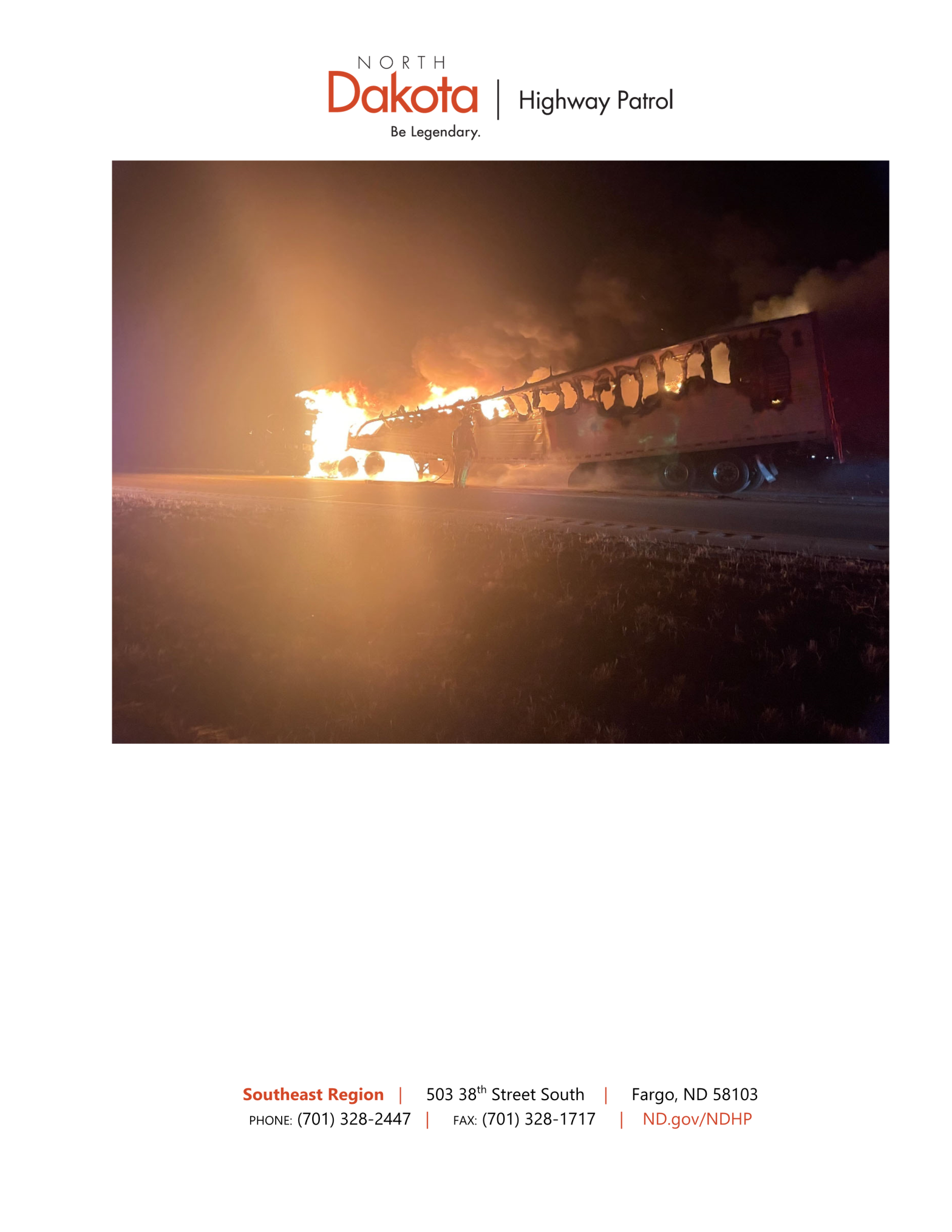 Semi-Truck Fire Causes Temporary Closure on Interstate 29 Near Oxbow, ND