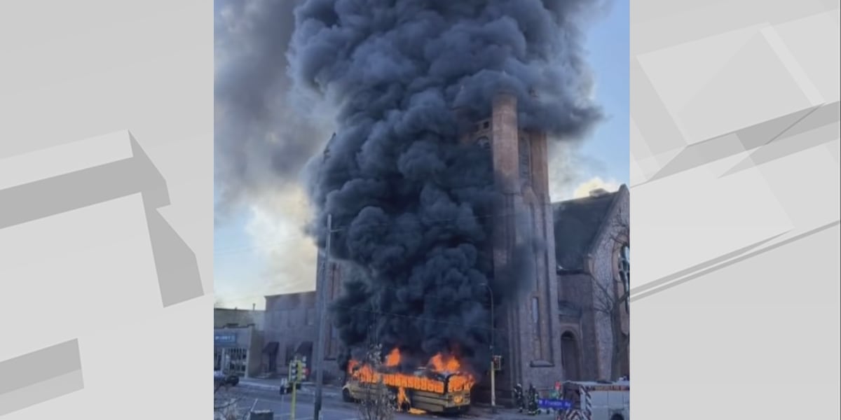 School Bus Fire in Lowry Hill Neighborhood, Hennepin County