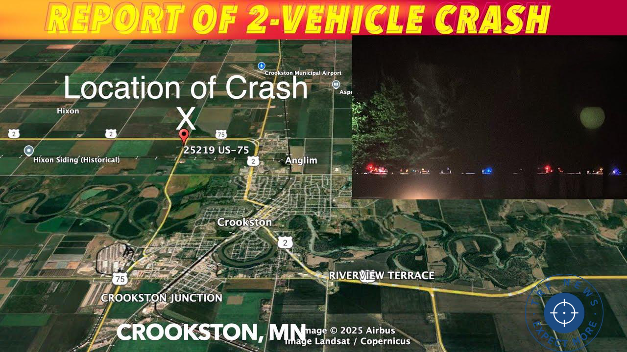 Two-Vehicle Collision Near Crookston, Minnesota, on Highway 2