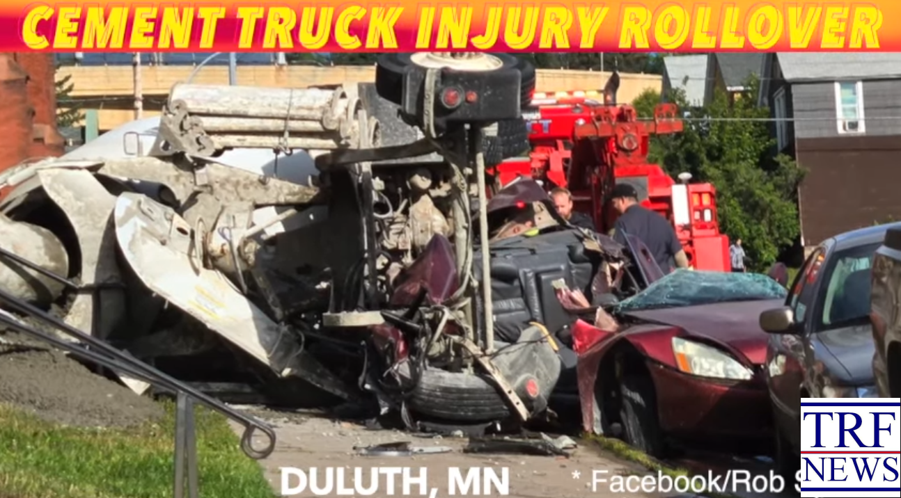 Cement Truck Tips in Downtown Duluth Crash