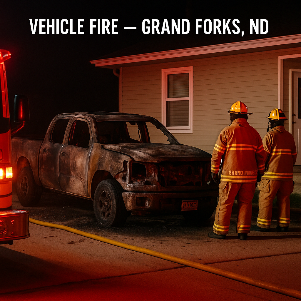 Vehicle Fire Reported on Oak Street in Grand Forks