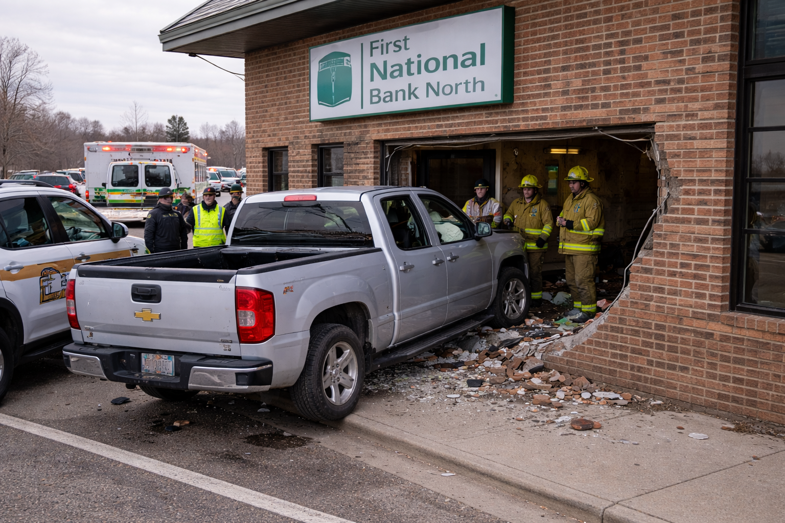 Akeley: Pickup Hits Bank on Hwy 34, Driver Hurt