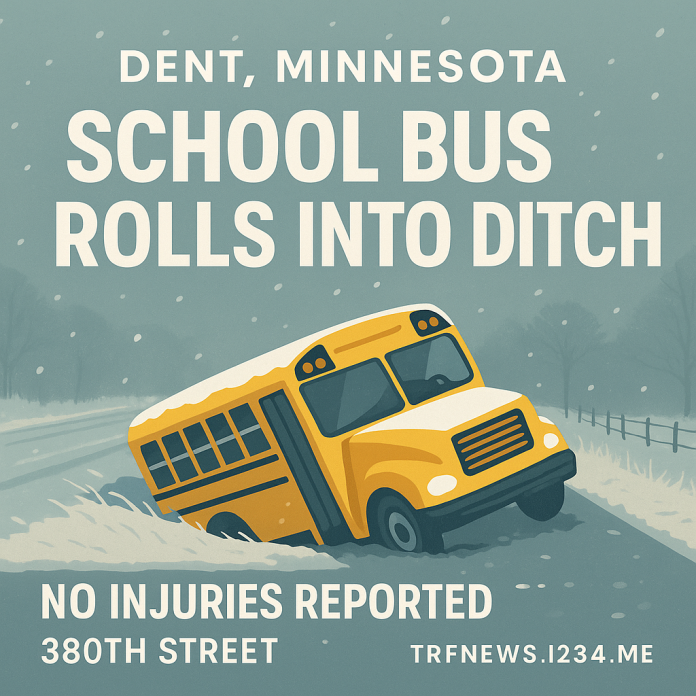 Dent School Bus Rolls Into Ditch, No Injuries
