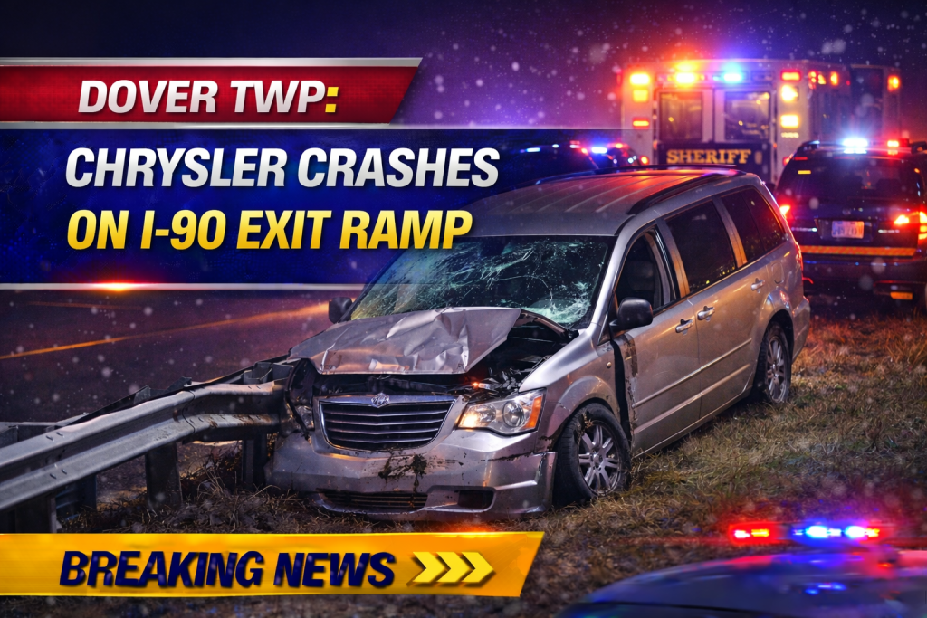 Dover Twp: Chrysler Crashes on I-90 Exit Ramp