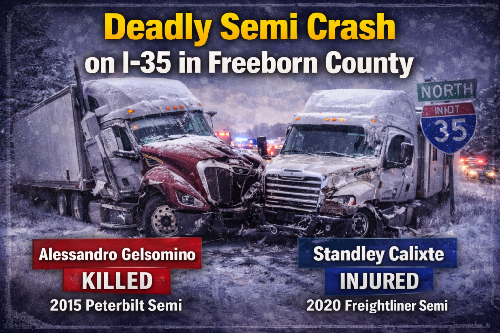 Freeborn County: I-35 Semi Crash Kills Driver