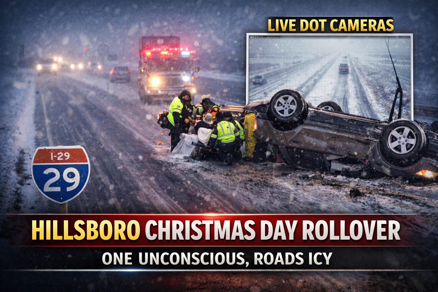 Hillsboro Christmas Day Rollover Sends One to Hospital