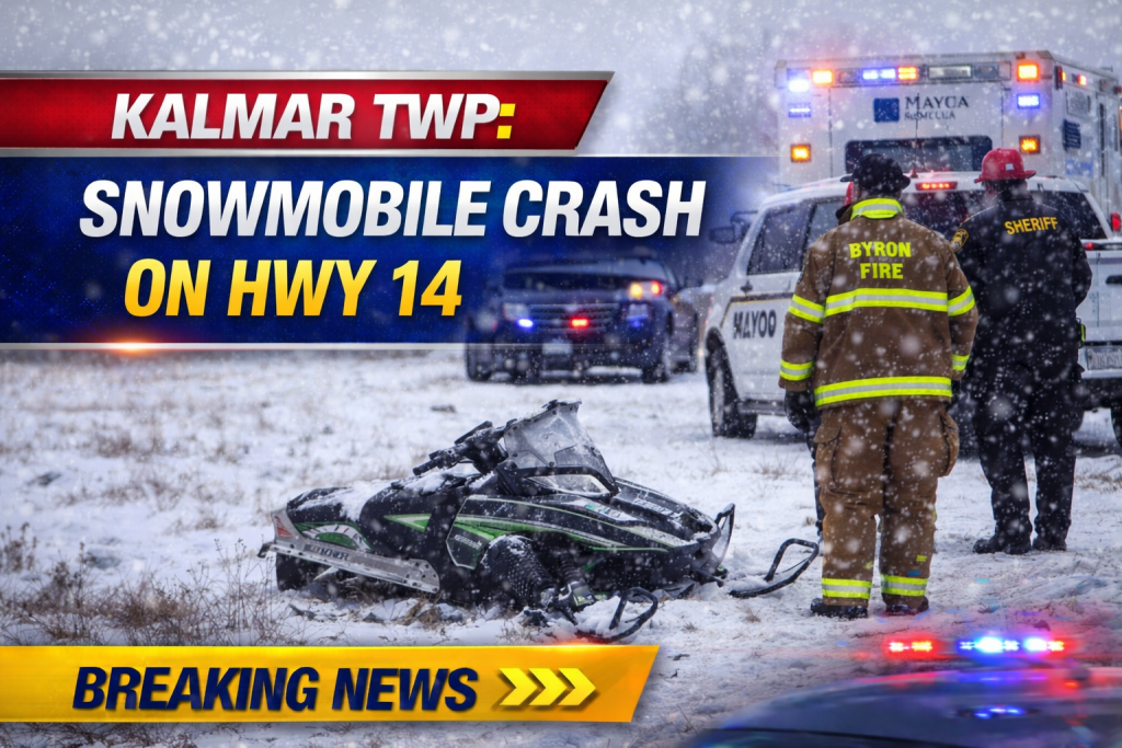 Kalmar Twp: Snowmobile Crash on Hwy 14
