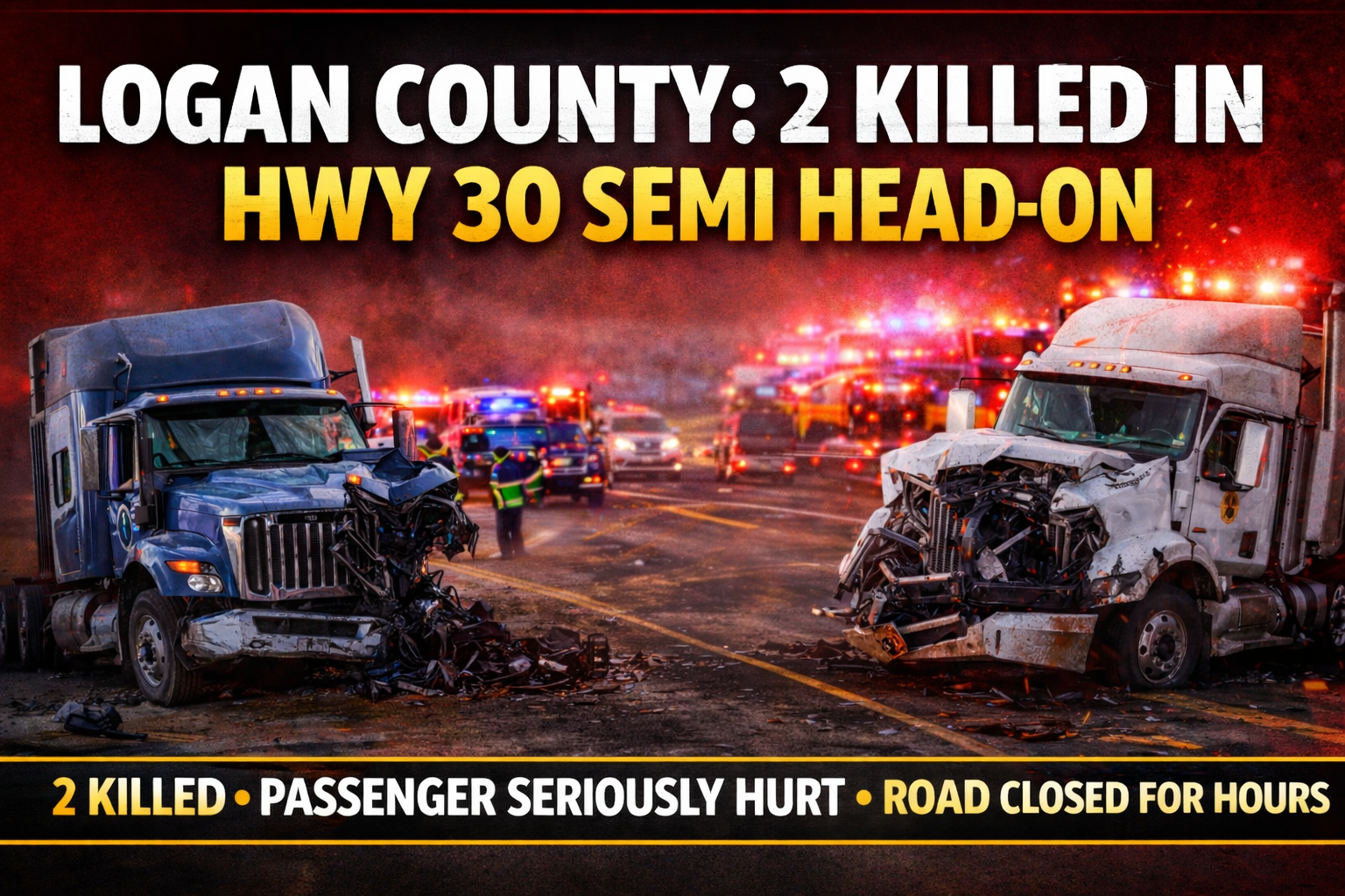 Logan County: 2 Killed In Hwy 30 Semi Head-On
