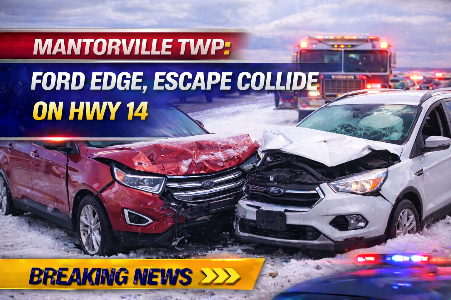 Mantorville Twp: Ford Edge, Escape Collide on Hwy 14