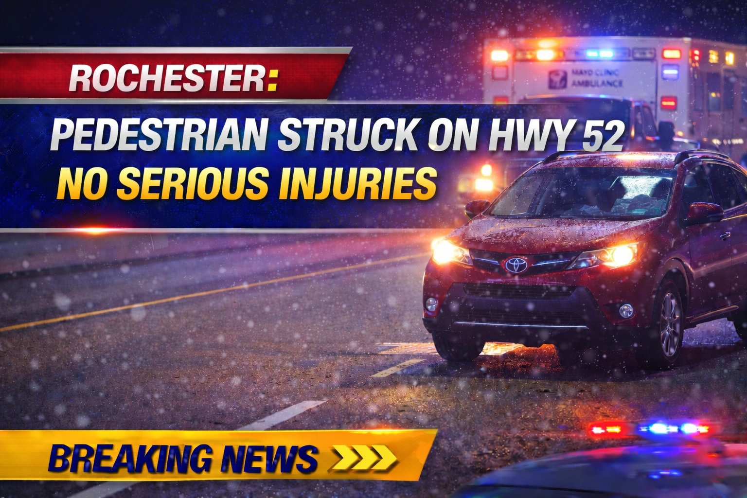 Rochester: Pedestrian Struck on Hwy 52, No Serious Injuries