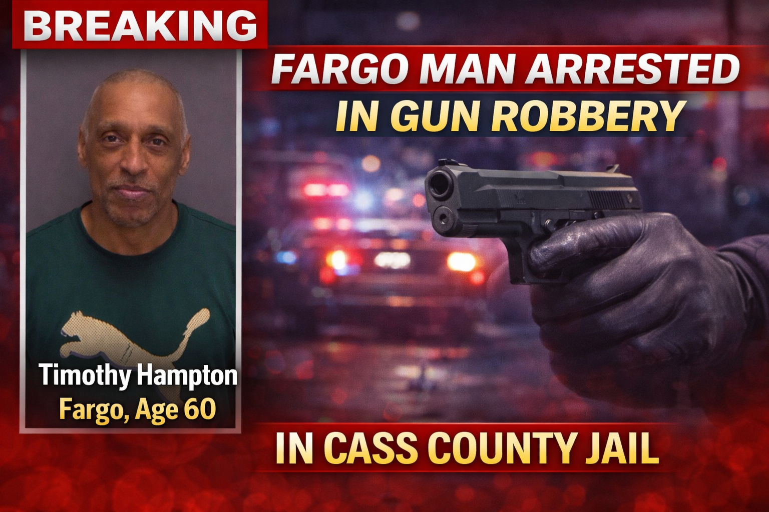 Fargo: Timothy Hampton Arrested in Gun Robbery Case