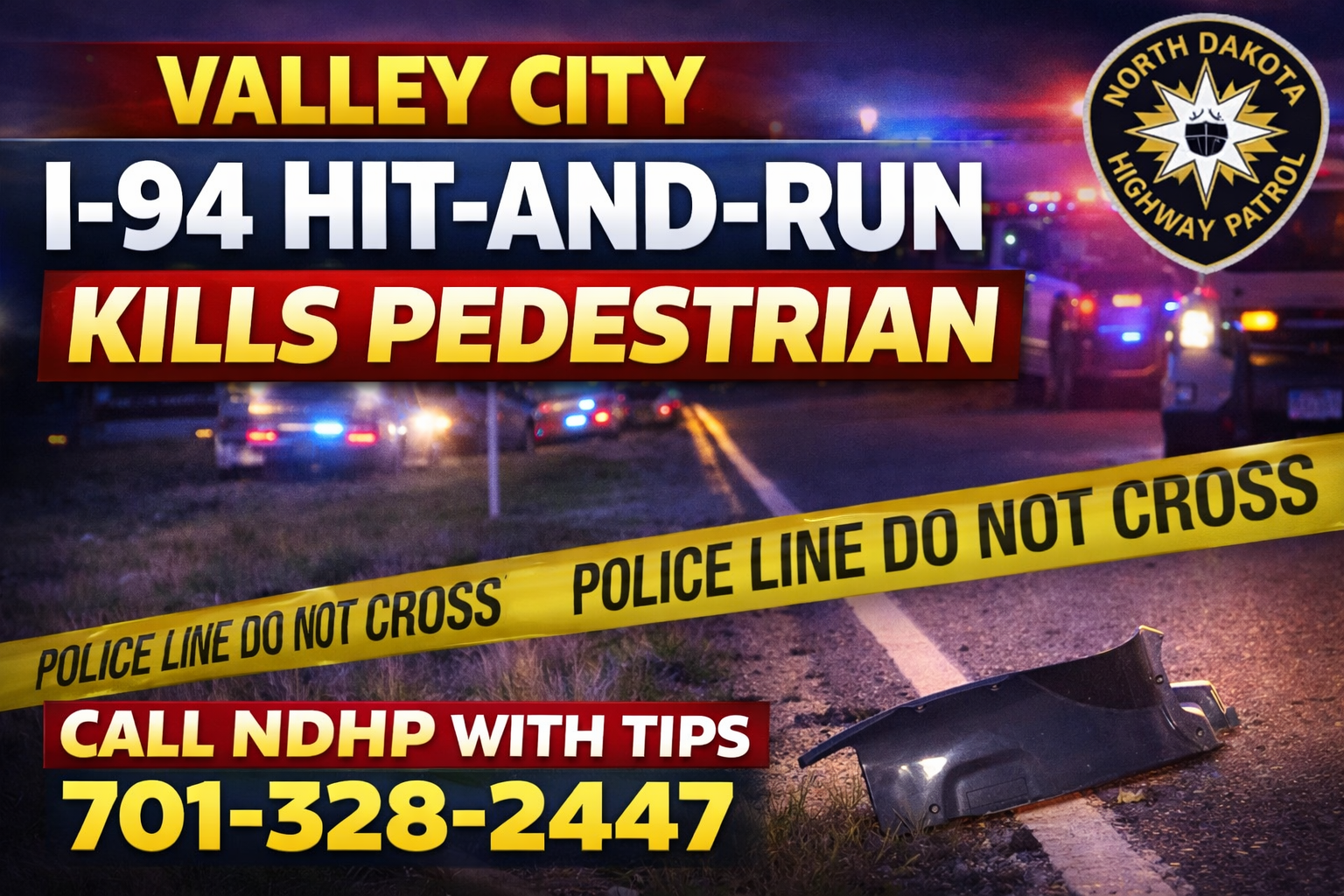 Valley City: I-94 Hit-and-Run Kills Pedestrian