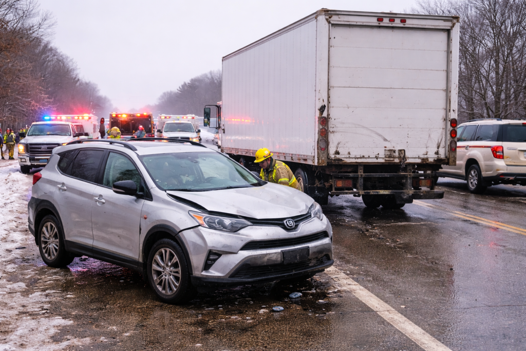 Viola Twp: RAV4, Box Truck Crash on Hwy 42