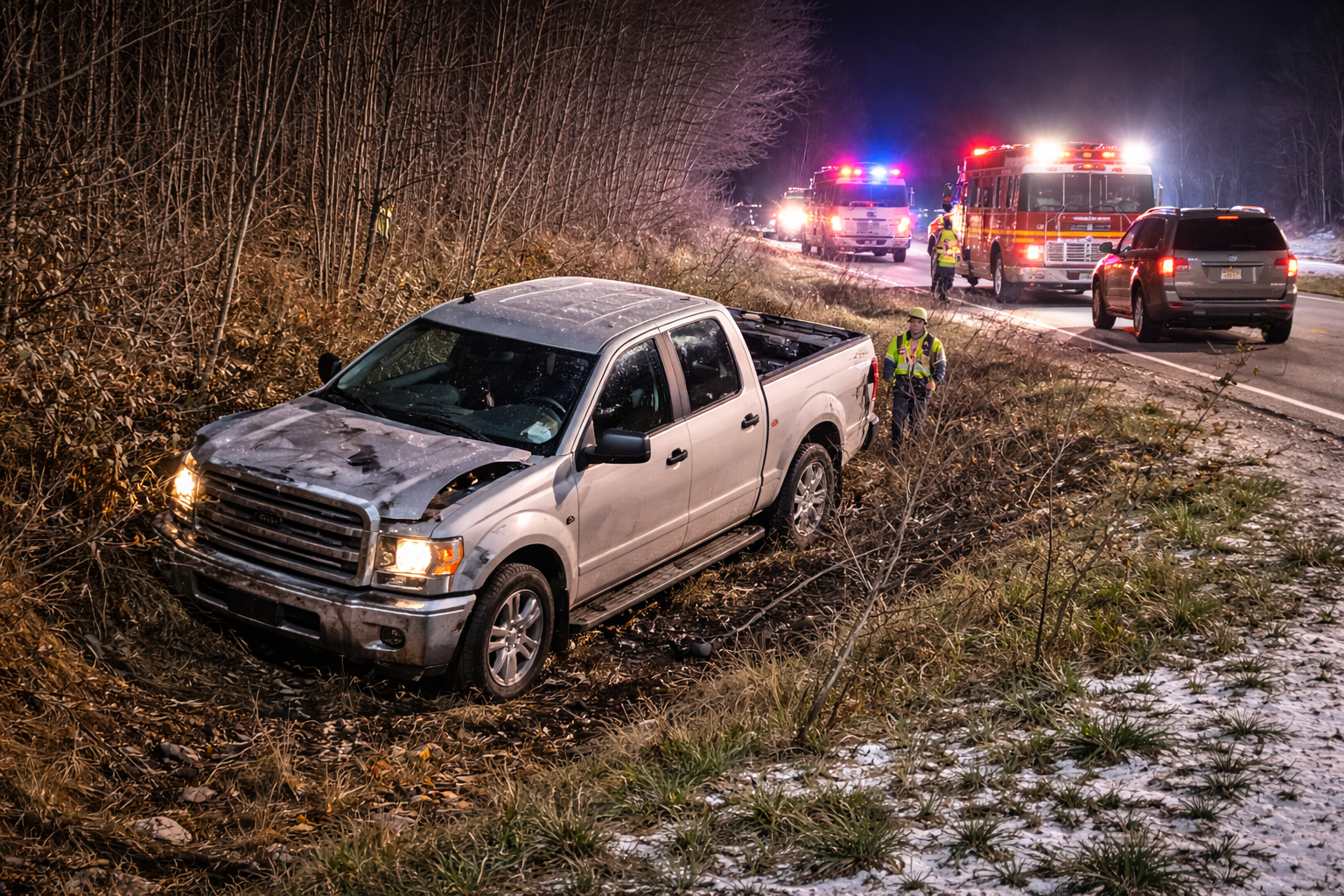 Wacouta Twp: F-150 Runs Off Hwy 61, Driver Hurt