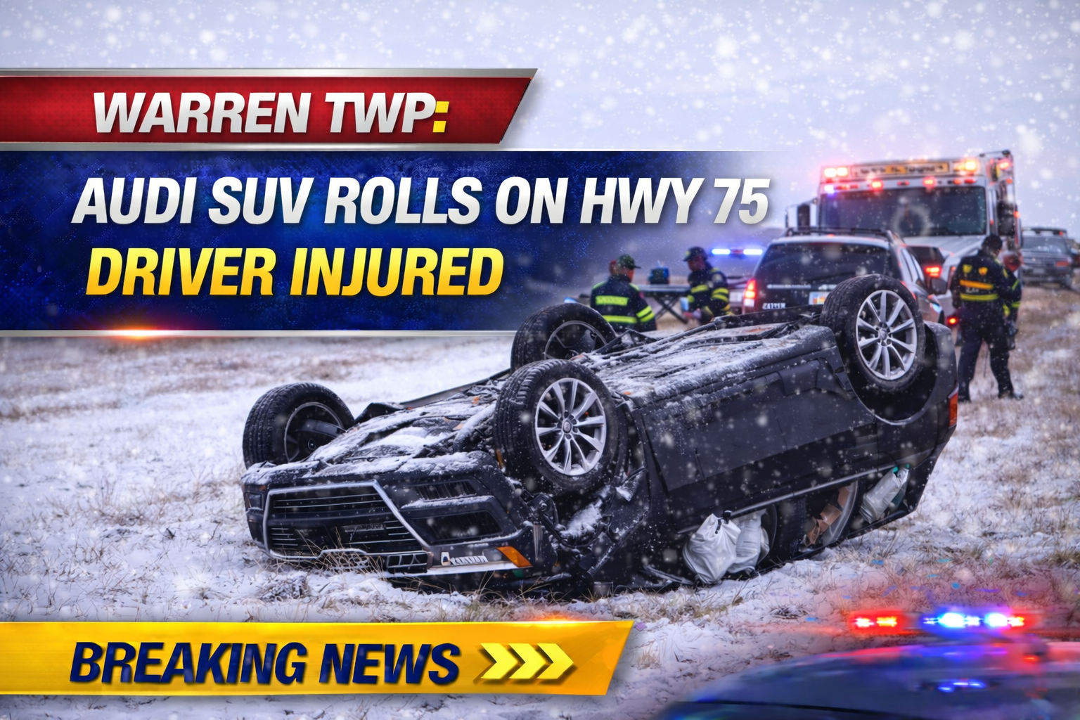 Warren Twp: Audi SUV Rolls on Hwy 75, Driver Injured