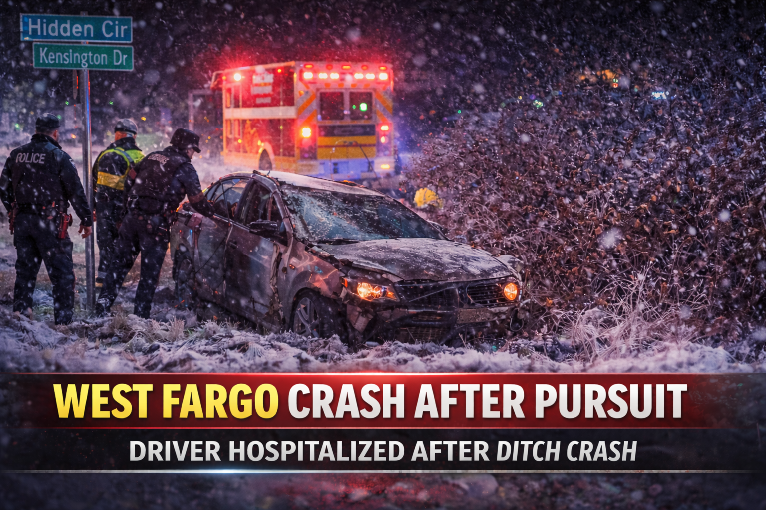 West Fargo Crash After Pursuit Sends Driver to Hospital