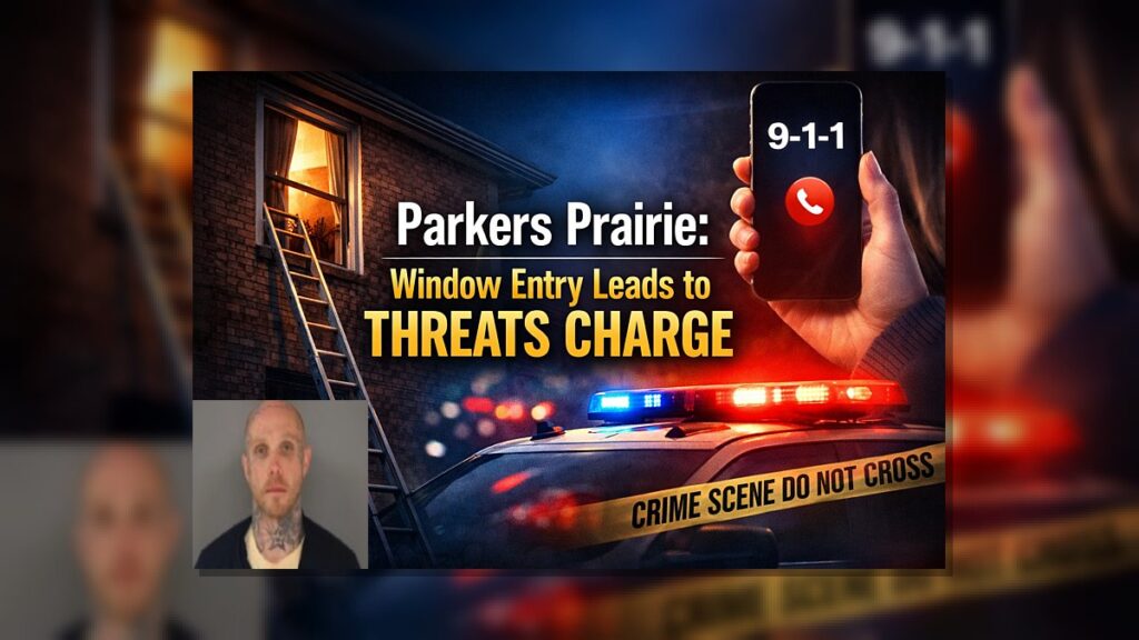 Parkers Prairie: Window Entry Leads to Threats Charge