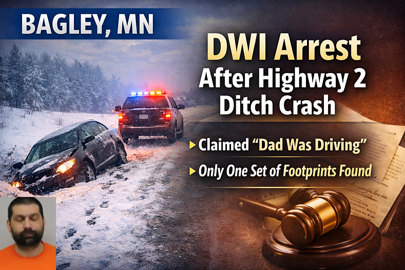 Bagley: Man Charged After Hwy 2 Ditch Crash