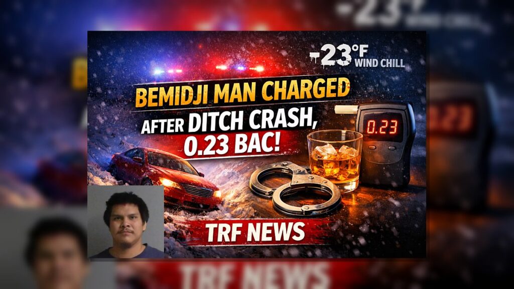 Bemidji: Man Charged After Ditch Crash, BAC 0.23