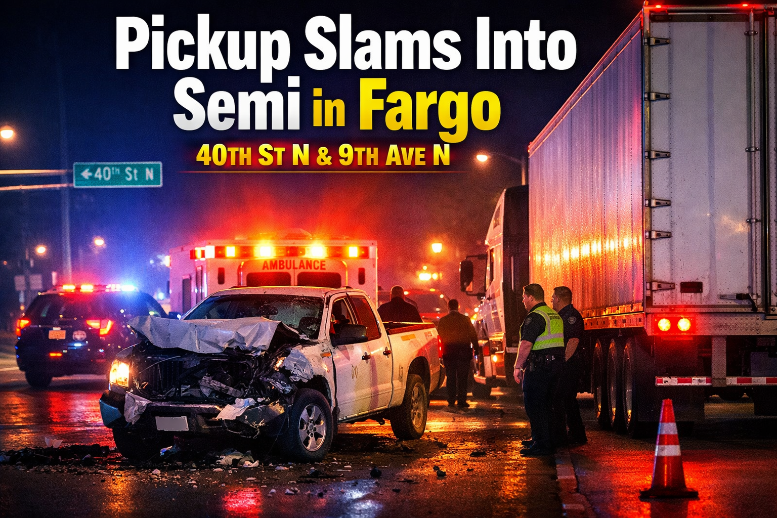 Fargo: Pickup Rear-Ends Semi on 40th St N