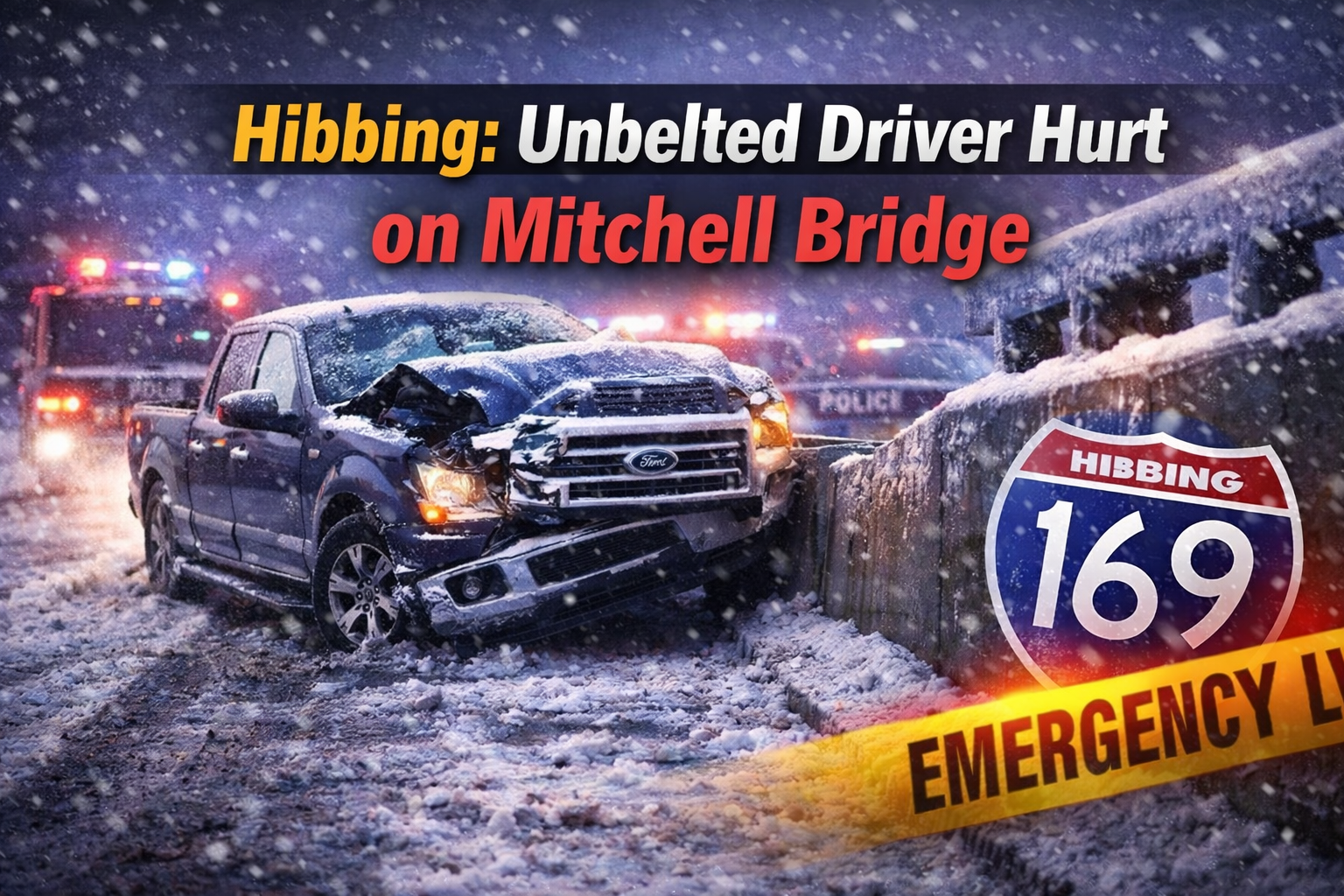 Hibbing: Unbelted Driver Hurt on Mitchell Bridge