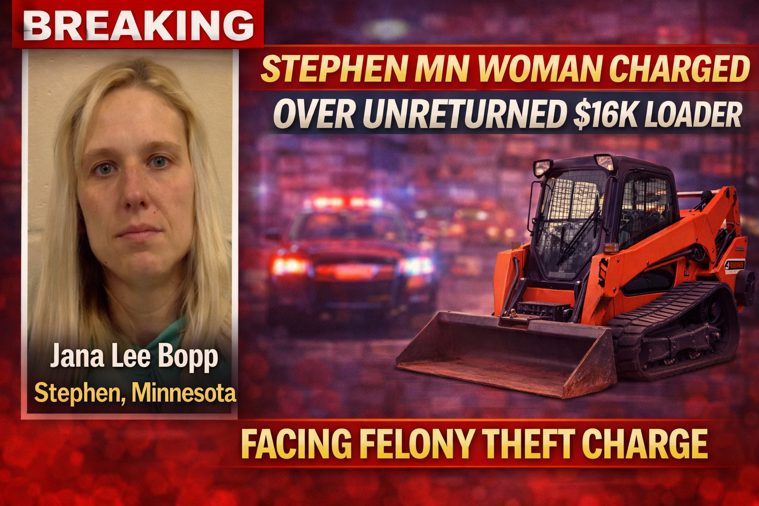 Stephen MN: Woman Charged Over Unreturned $16K Loader