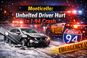 Monticello: Unbelted Driver Hurt in I-94 Crash