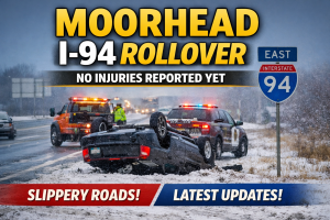 Moorhead: I-94 Rollover Reported, No Injuries Yet