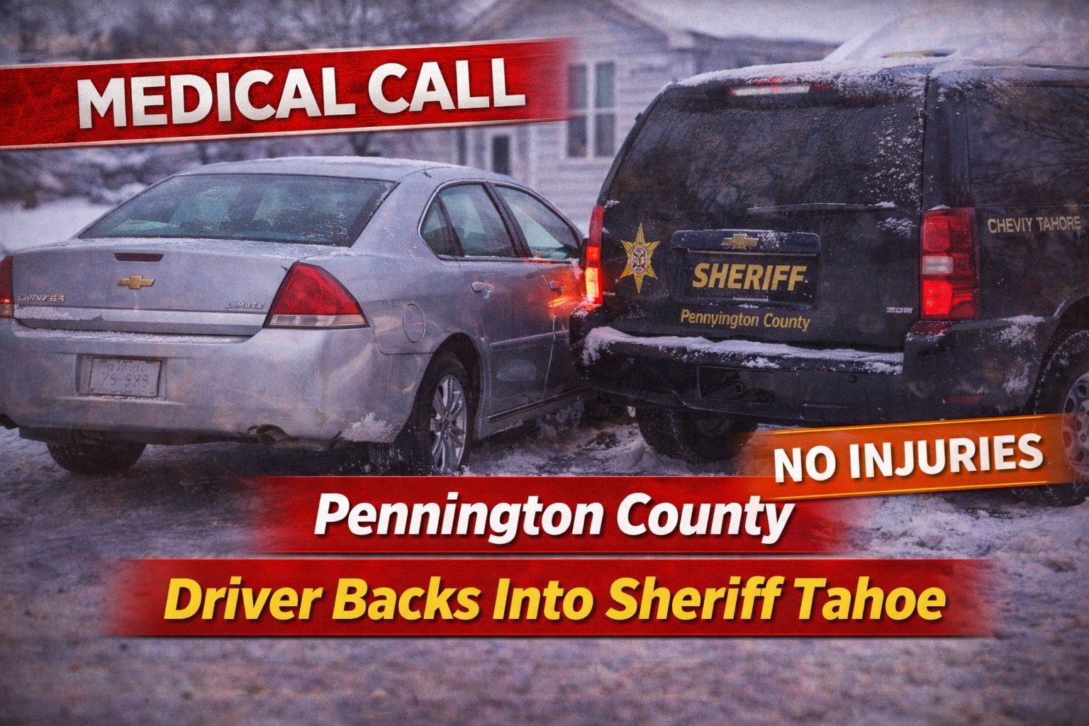 Pennington County: Driver Backs Into Sheriff Tahoe