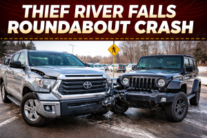 Thief River Falls: Jeep-Tundra Crash at Roundabout