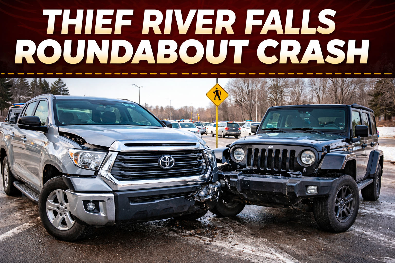 Thief River Falls: Jeep-Tundra Crash at Roundabout