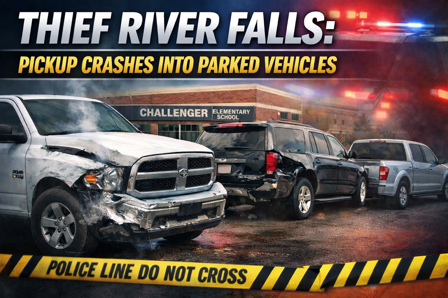 Thief River Falls: Pickup Hits 2 Parked Vehicles