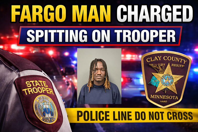 Clay County: Fargo Man Charged After Spitting on Trooper