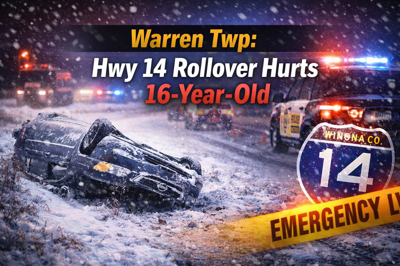 Warren Twp: Hwy 14 Rollover Hurts 16-Year-Old