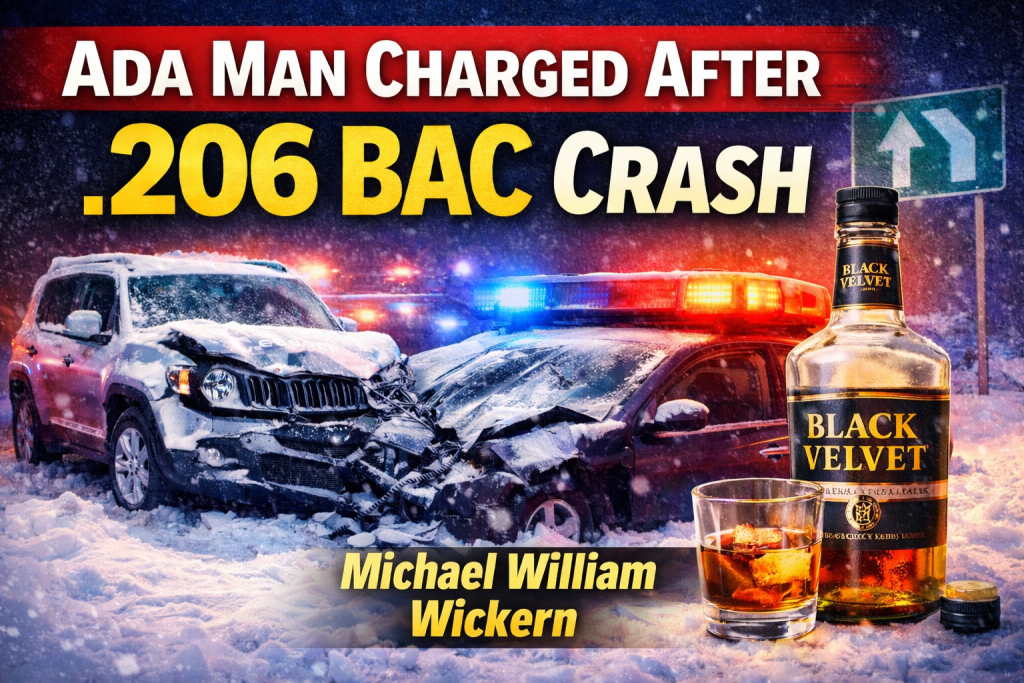 Ada Man Charged After .206 BAC Head-On Crash