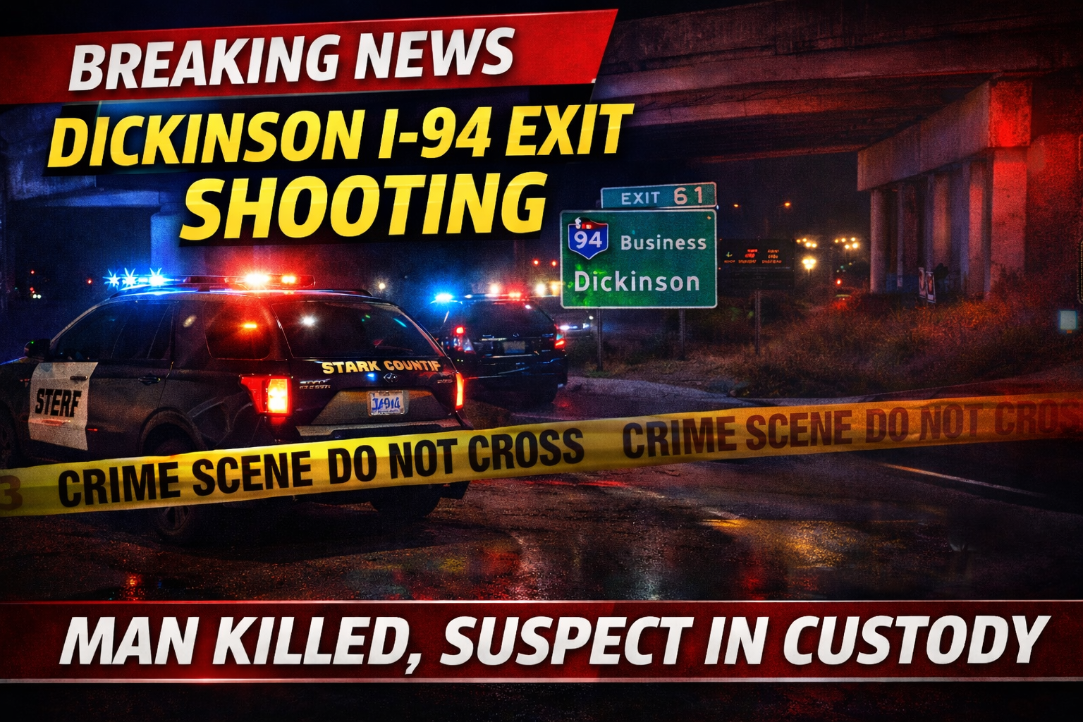 Dickinson: I-94 Exit Shooting Leaves Man Dead.