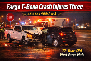 Fargo T-Bone Crash Injures 3 at 45th and 49th