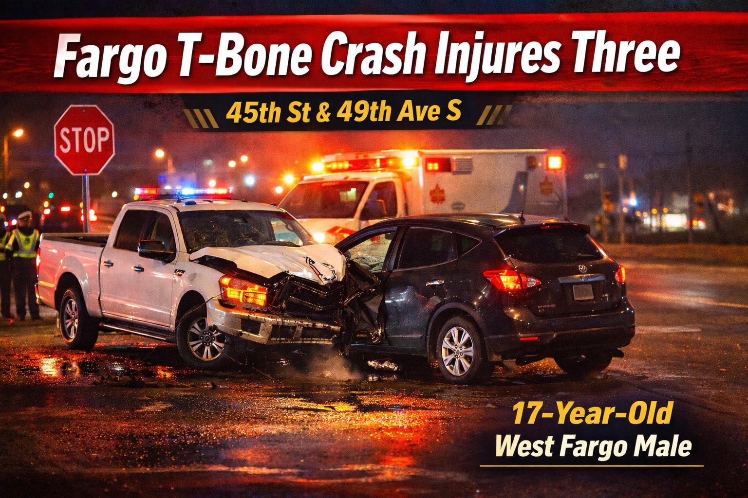 Fargo T-Bone Crash Injures 3 at 45th and 49th