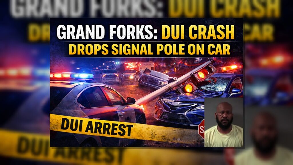 Grand Forks: DUI Crash Drops Signal Pole on Car