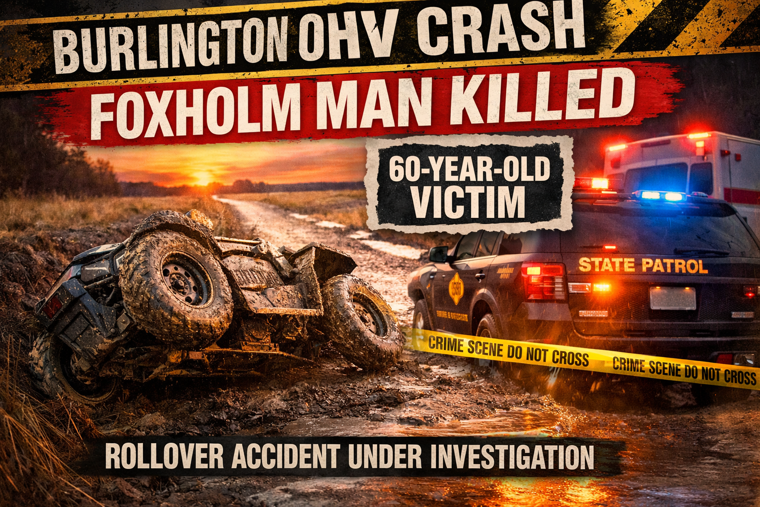 Burlington OHV Rollover Kills Foxholm Man