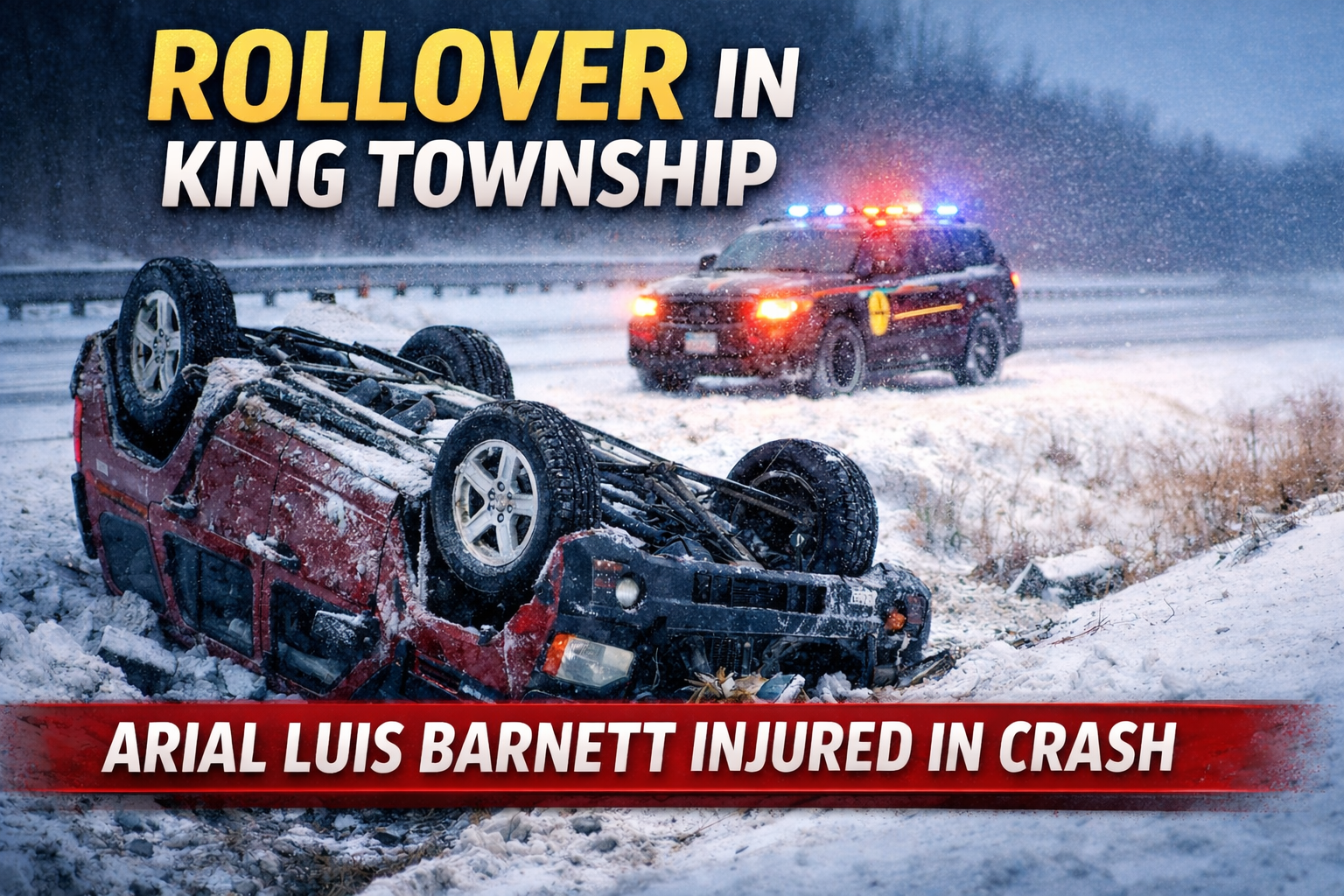 King Township Rollover Sends Man to Hospital