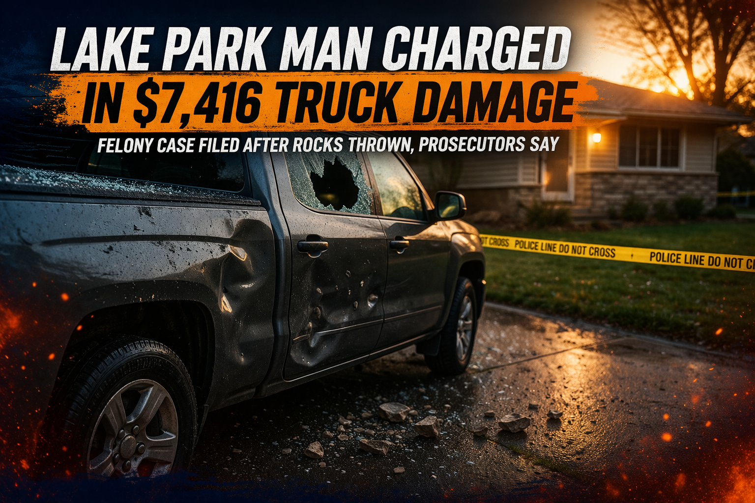 Lake Park Man Charged in $7,416 Truck Damage