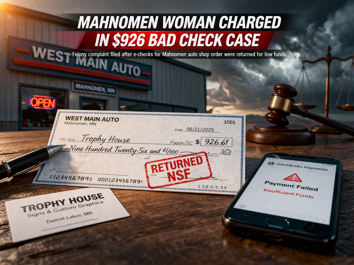 Mahnomen Woman Charged in $926 Bad Check Case