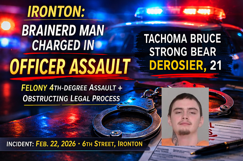 Ironton: Brainerd Man Charged in Officer Assault