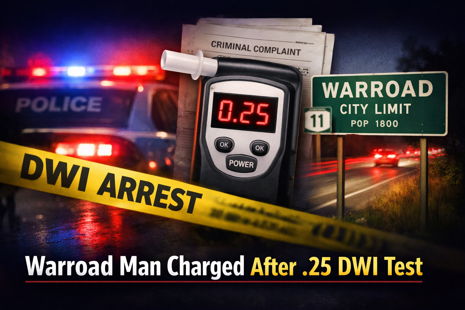Warroad Man Charged After .25 DWI Test