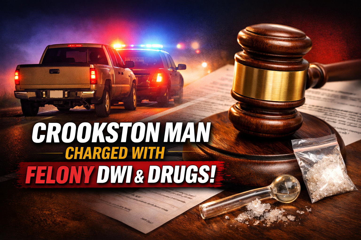 Crookston Man Faces Felony DWI, Drug Charges